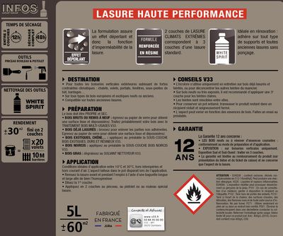 Lasure climats extrêmes extérieure incolore 5 l V33