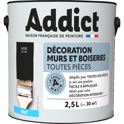 Peinture décoration Murs et Boiseries MAT 2.5 L noir - ADDICT