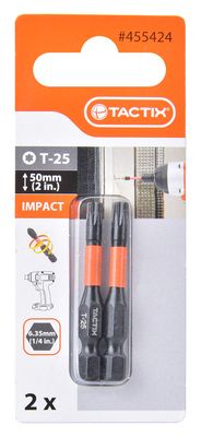 Embout de vissage Impact Torx T25 x L50 mm Chantier par 2 TACTIX