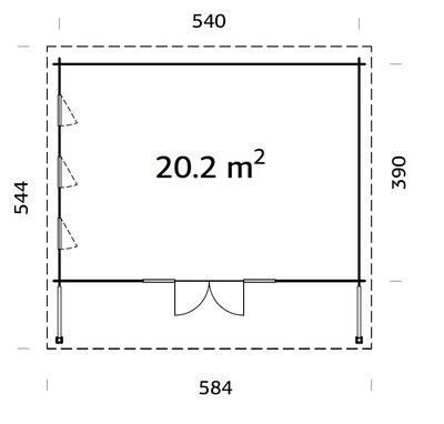 Studio bois Marron Caroline 20,2m2 PALMAKO