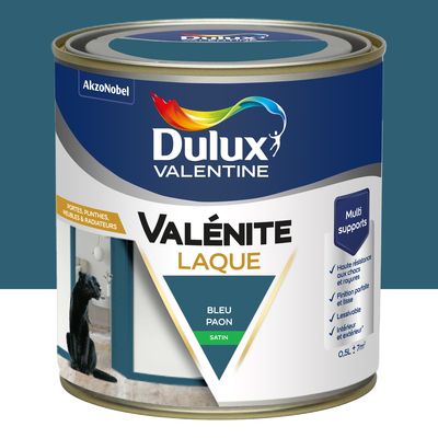 Peinture Boiseries Laque Acrylique Valénite Bleu Paon Satin 0,5 L - DULUX VALENTINE