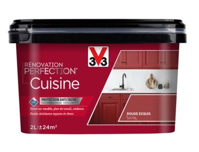 Peinture de rénovation pour cuisine rouge exquis finition satinée 2 l V33