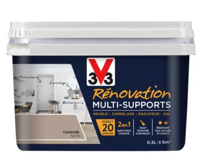 Peinture de rénovation multisupports finition satinée chanvre 500 ml V33