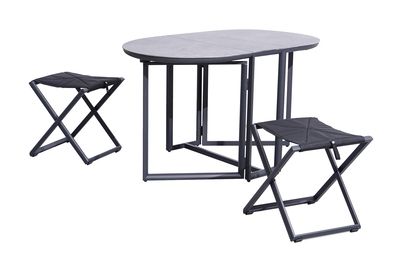 Ensemble repas balcon pliant pour 2 personnes 1 table et 2 tabourets gris PROLOISIRS Livraison gratuite à domicile