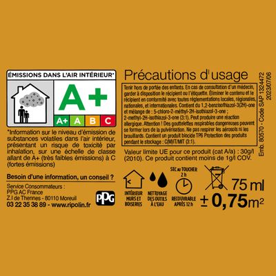 Peinture O'PUR Jaune Ambré 75 ml - RIPOLIN