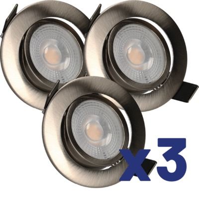 Lot de 3 spots encastrables LED orientable acier 400 lumens 2700K - RUBY ARLUX