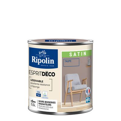 Peinture Intérieure Couleur - Satin - 0,5L - Taupe - RIPOLIN