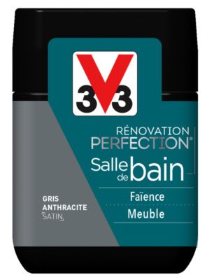 Peinture de rénovation pour salle de bains finition satinée gris anthracite 75 ml V33