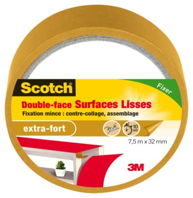 Adhésif Scotch double-face lisse 7.5 m x 32 mm - SCOTCH