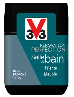 Peinture de rénovation pour salle de bains finition satinée bleu profond 75 ml V33