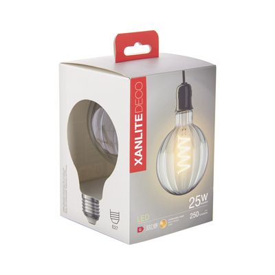 Ampoule LED GLOBE E27 Filament verre ciselé 240 lumens Blanc chaud XANLITE