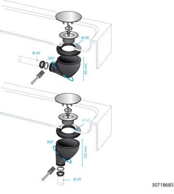 Bonde de douche orientable avec dôme diamètre 90 mm James Chantier