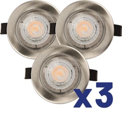 Lot de 3 spots encastrables GU10 fixe acier 380 lumens 4000K - SAPHYR ARLUX