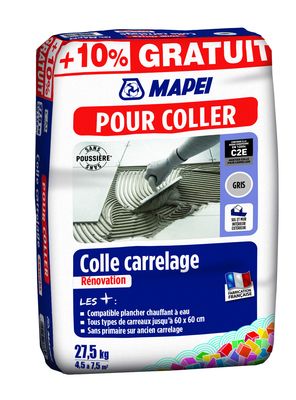 Colle rénovation sans poussière gris 25 kg + 10 % MAPEI