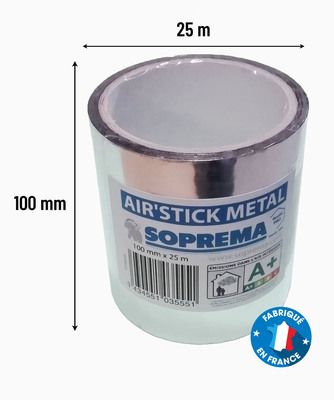 Ruban adhésif pour isolant mince métalisé Air'Stick Métal 25 m x 100 mm SOPREMA®