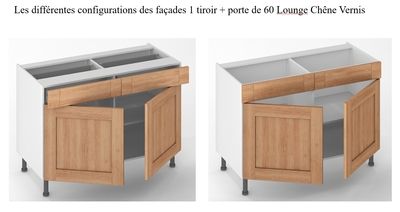 Porte et façade tiroir pour meuble bas de cuisine Lounge chêne verni 70 x 60 cm OFITRES