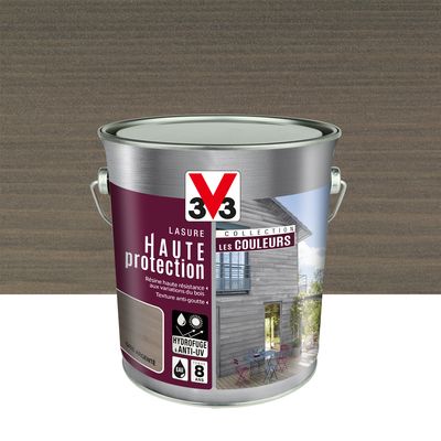 Lasure bois Haute Protection intérieure extérieure couleur gris argenté 2,5 l V33
