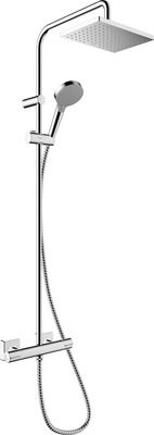 Colonne de douche carrée avec mitigeur thermostatique noire mat Vernis Shape230 HANSGROHE