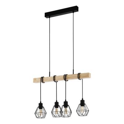 Suspension bois noir E27 4X60W TOWNSHENDS - EGLO