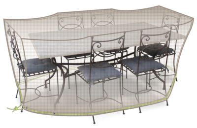 Housse de protection grise mastic pour table rectangulaire et chaises 6-8 personnes JARDILINE