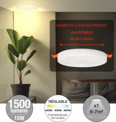 Spot encastrable blanc dynamique CCT D 120mm 15W 1500 Lumens blanc ONYX - ARLUX