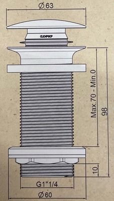 Bonde de lavabo clic-clac sans trop-plein noire 100 mm ROUSSEAU SANITAIRE