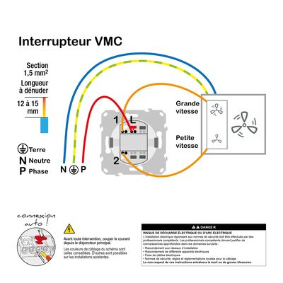 Interrupteur VMC 2 vitesses anthracite - Odace SCHNEIDER ELECTRIC