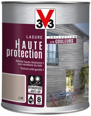 Lasure bois Haute Protection intérieure extérieure couleur lin 1 l V33