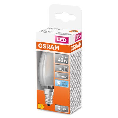 Ampoule LED E14 flamme dépolie 4W=470 lumens blanc neutre OSRAM