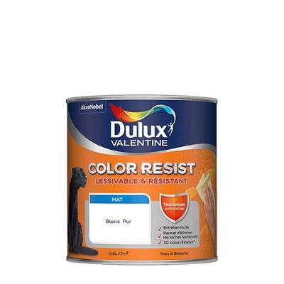 Peinture Color Resist murs et boiseries Blanc Pur mat 500 ml - DULUX VALENTINE