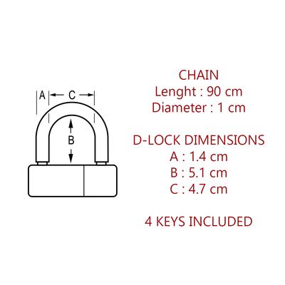 Chaîne antivol gainée 90 cm avec cadenas U noir MASTER LOCK