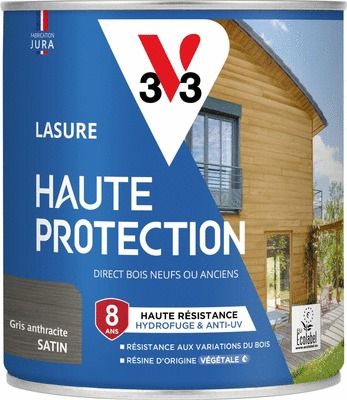 Lasure Haute Protection 8 ans satin gris anthracite 0,75 L V33