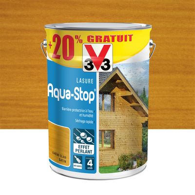 Lasure bois Aqua-Stop® protection intérieure et extérieure chêne clair 5 l + 20 % V33