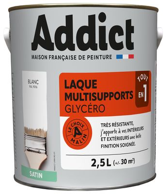 Laque Multisupports Satin 2.5 L blanc Ral 9016 ADDICT