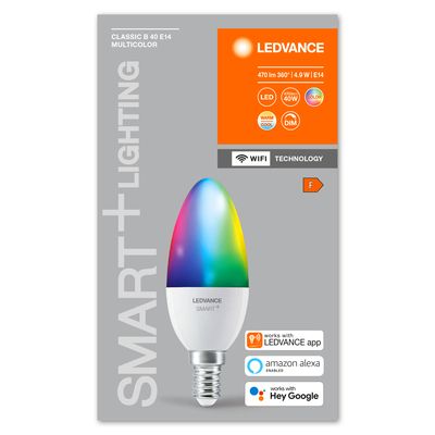 Ampoule WIFI flamme E14 RGB 4.9 W = 470 lumens LEDVANCE