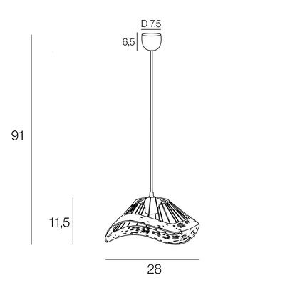 Suspension noir et rotin E27 15W Ø28 Mekong - COREP