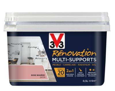 Peinture de rénovation multisupports finition satinée rose bohème 500 ml V33