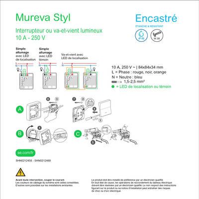 Interrupteur va-et-vient IP55 + témoin lumineux encastré blanc - Mureva Styl SCHNEIDER ELECTRIC