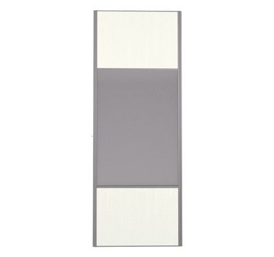 Porte de placard Miroir et Blanc Nacré Structuré Profil gris H 248,5 x L 92,2 cm YNGENIO