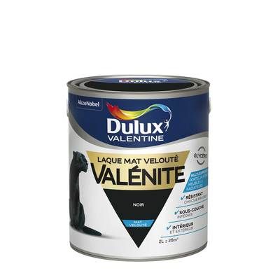 Peinture Laque Valénite Noir mat 2 l - DULUX VALENTINE