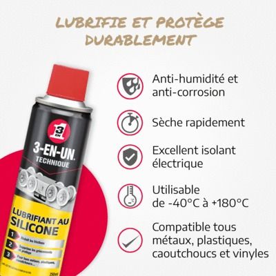 Lubrifiant au silicone en aérosol 250ml 3-EN-UN