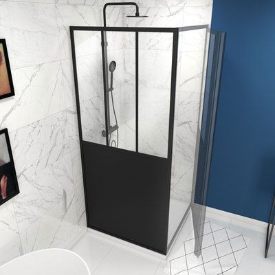 Côté fixe pour porte de douche Fabrik noir 80 x 200 cm AURLANE