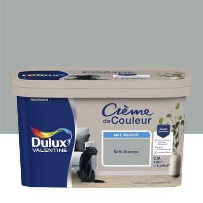 Peinture Crème de Couleur Gris Alpaga mat 2,5 l - DULUX VALENTINE