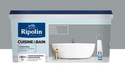 Peinture Cuisine et Salle de Bain-Satin-2L-Gris Galet - RIPOLIN