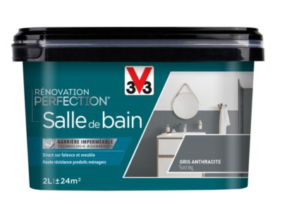 Peinture de rénovation pour salle de bains gris anthracite finition satinée 2 l V33