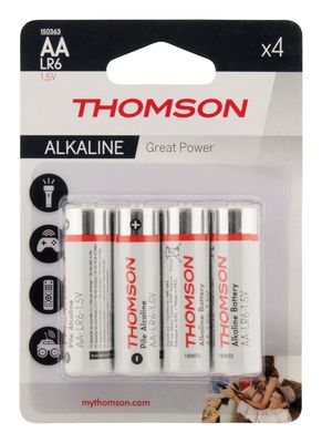 Piles alcalines AA ou LR06 par 4 THOMSON