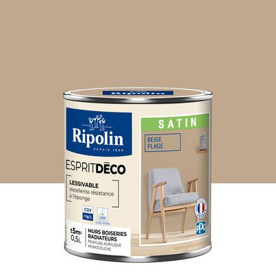 Peinture Intérieure Couleur - Satin - 0,5L - Beige Plage - RIPOLIN