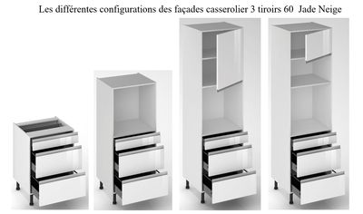 Façades tiroir pour meuble de cuisine Jade neige 70 x 60 cm par 3 OFITRES