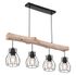 Suspension métal noir et bois E27 4 x 40 W GLOBO