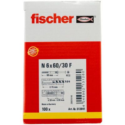 Chevilles à frapper N-F 6 x 60 par 100 FISCHER